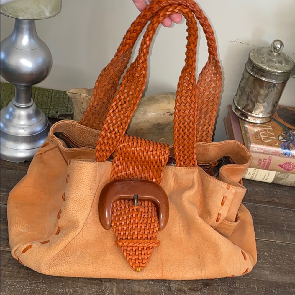 Carlos Falchi leather large shoulder bag